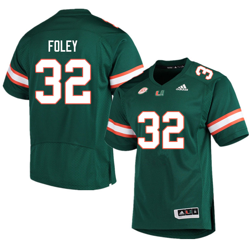 Men #32 Nelson Foley Miami Hurricanes College Football Jerseys Sale-Green